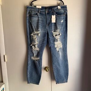Judy Blue NEW Boyfriend Fit Jeans Distressed High Waist Women’s Size 20W